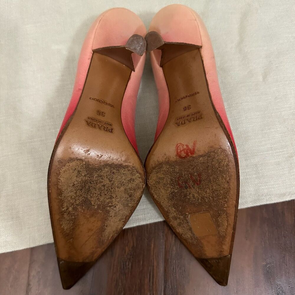 PRADA Capretto Pumps Pink Ombre Leather Pointed Heels Stiletto - Picture 11 of 13